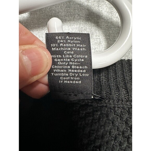 Ann Taylor Long Flared Cardigan Sweater Black Angora Blend Size Med Heavy Knit - Picture 9 of 9